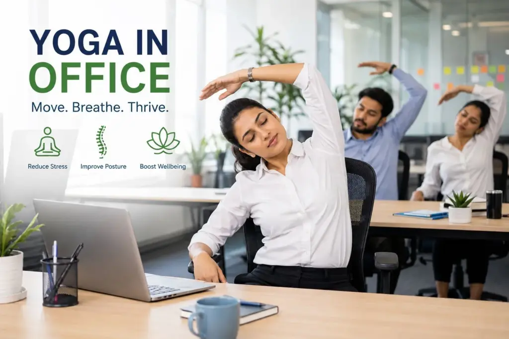 how can yoga in office help with neck and shoulder tension